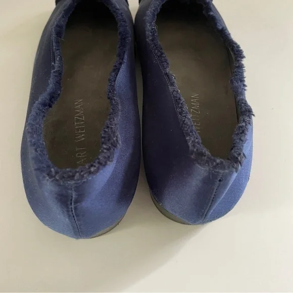 Stuart Weitzman Blue Midnight Satin Flats Loafers - Picture 7 of 10